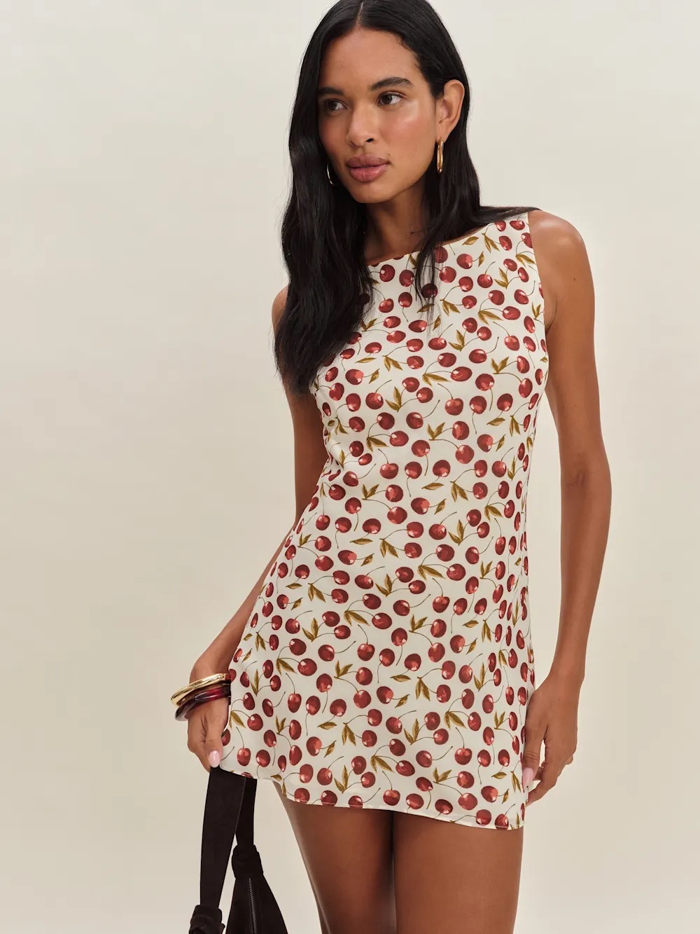 NWT Reformation Dale Dress XS Cheesecake Cherry Print Mini Cottagecore Coquette - Picture 3 of 16